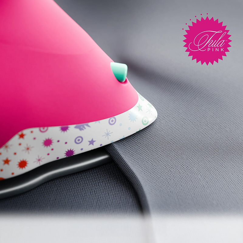 Ponta Detailer de 5,8 cm do ferro Oliso SmartIron ProPlus Tula Pink — pormenor para costuras e cantos