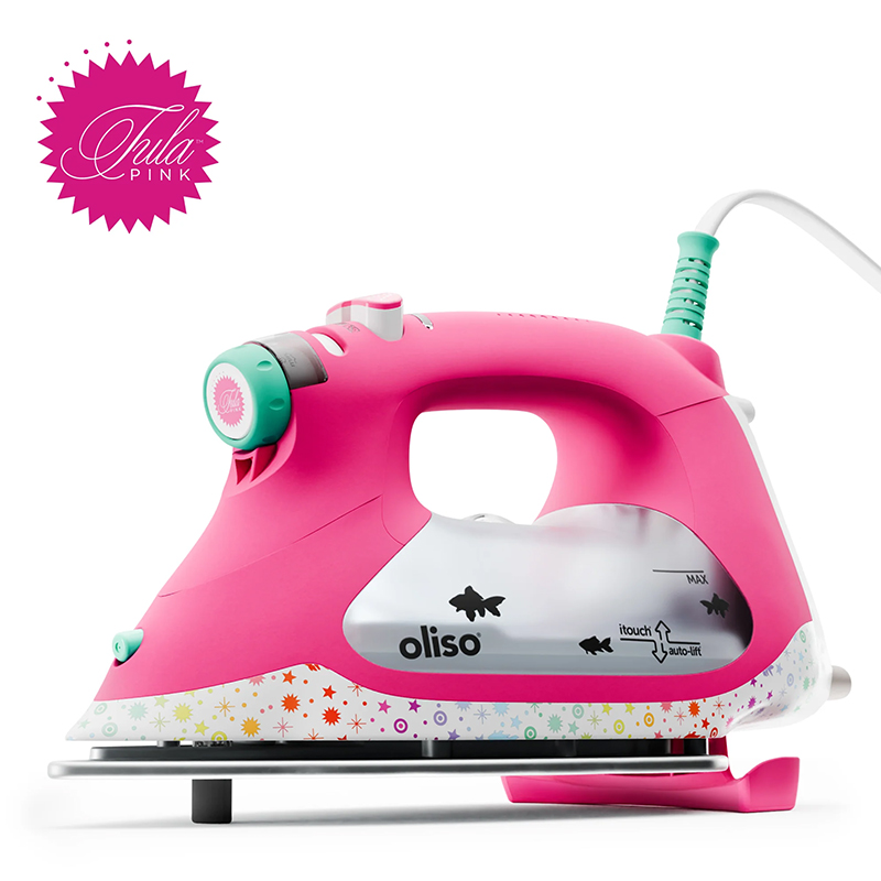 Sistema iTouch auto elevador do ferro Oliso Tula Pink — apoios que levantam o ferro automaticamente