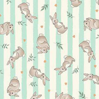 Tecido Andover Makower Little Ones, Bunnies Teal