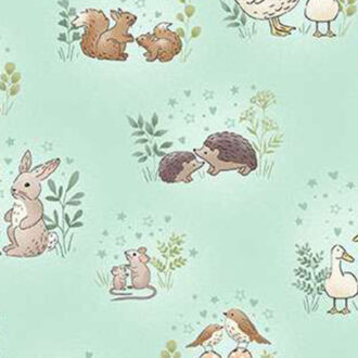 Tecido Andover Makower Little Ones, Hugs Teal