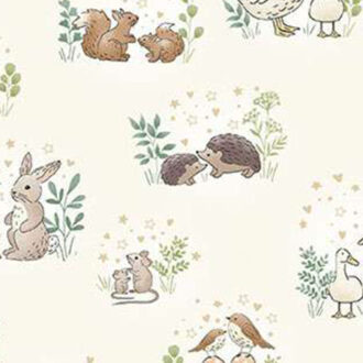 Tecido Andover Makower Little Ones, Hugs Cream