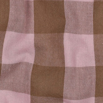 Tecido Xadrez Fio Tinto Rosa — Algodão Rosa Claro/ Castanho