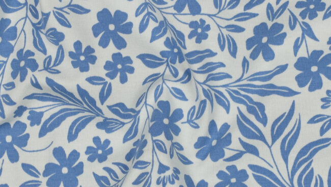 Tecido Jersey Flores White ao Metro