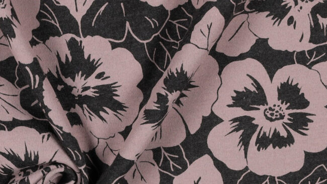 Tecido Jersey Mélange Antracite Flores